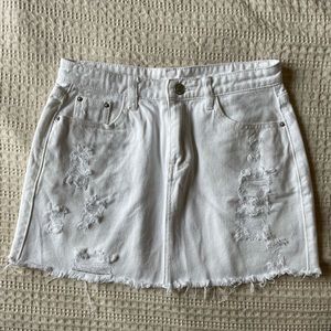 White Denim Mini Skirt